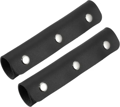 4 Pcs Handbag Handle Covers, PVC Leather Non Slip Grip Protectors with Buckles, Black