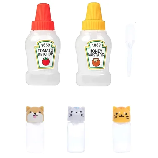 Plastic Mini Bento Soy Sauce Bottles Squeeze Salad Dressing Bottles Portable Sauce Containers