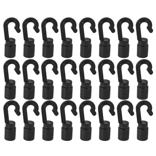 30-Pack Black Plastic Bungee Cord Clips Hooks for Camping Gear and Outdoor Use