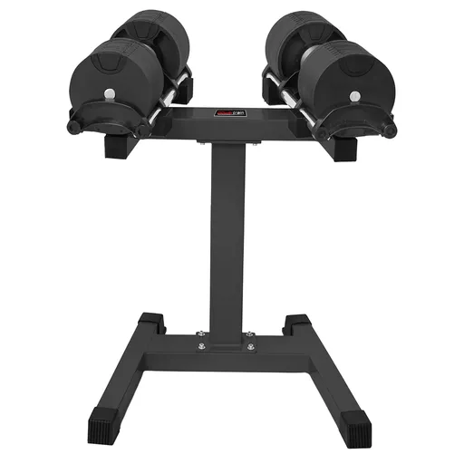 Powertrain Eon 90kg Adjustable Dumbbells Pair with Stand 2x 45kg Quick Dial Weight Set for Home Gym Strength Training