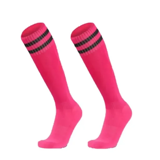 Mens Womens Sports Breathable Tube Long High Socks Knee Warm Casual Footy Soccer - Rose Red