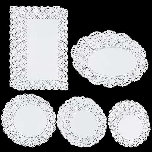 5 Sizes Paper Doilies, 150 Pcs Lace Doilies Paper Round Disposable Placemats White-Doilies for Tables Dessert Trays Party Craft Wedding Birthday Cakes Tableware Decorations