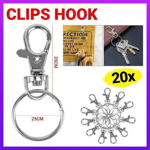 20X Swivel Lobster Clasp Clips Hook Alloy Key Ring Split Keychain Durable