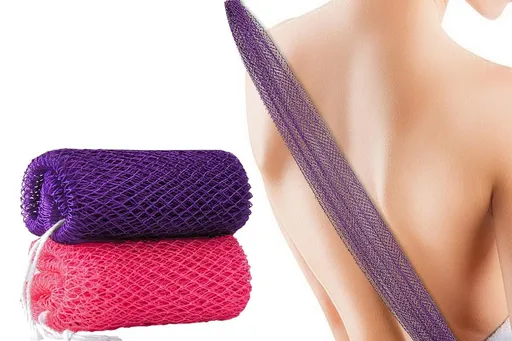 2PCS African Net Sponge Body Scrubber for Exfoliating and Bathing - Purple & Pink