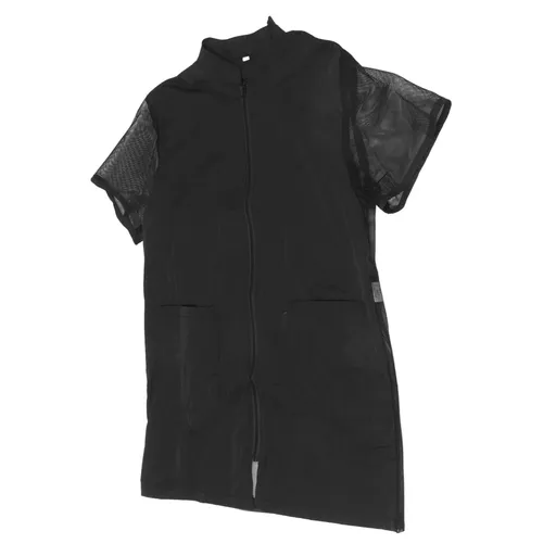 Pet Grooming Workwear with Full Zipper, Lightweight Splash Proof Short & Long Sleeves Hair Grooming Smock Jacket（black M）