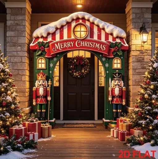 Christmas Decoration 2D Flat Banner Merry Christmas Archway Front Porch Decor - 06 - Size 180-235CM