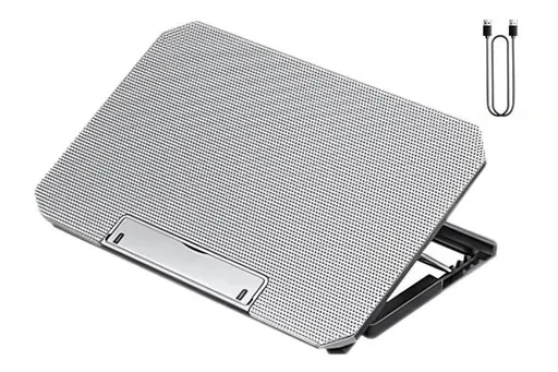 Laptop Cooling Pad Adjustable Height Cooling Stand with Adjustable Height 2 USB Ports Dual Turbine Fans - Silver