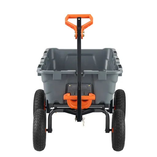 Dump Cart, Poly Garden Dump Cart with Easy to Assemble Steel Frame, Dump Wagon with 2-in-1 Convertible Handle, Utility Wheelbarrow 544kg/ 1200lbs Capacity, 33cm/ 13 inch Tires