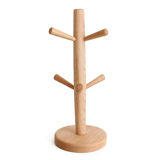 Wooden Tree Shape Mug Drying Cups Storage Rack Holder With 6 Hooks Home Kitchen Drain Hanger Stand