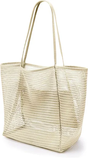 Oversized Beach Tote Bag, Semi Mesh Tote Bag Foldable MAX 35L Laundry Tote Bag For Beach Picnic Laundry Vacation