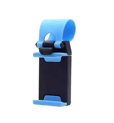 Steering Wheel Phone Mount Blue（Pack of 1）- ABS Plastic Car Phone Holder with Silicone Grip, Universal 4-6 Inch Smartphone Clip for Navigation, Hands-Free Driving Accessory