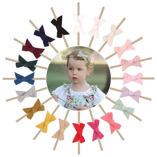 20PCS Baby Girls Headbands Hair Bows Nylon Cotton Linen Hairbands Handmade Hair Accessories for Newborn Infant Toddlers Little Girl and Kids