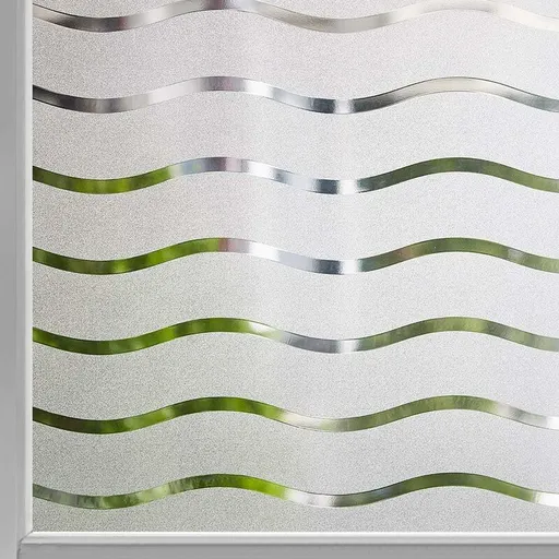 Privacy Window Film Frosted Self-Adhesive Window Sticker No Glue Static Cling Glass Film Opaque Uv Protection Wave