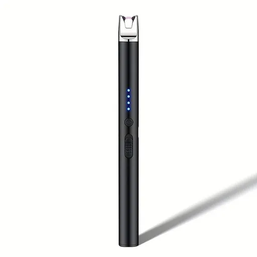 USB Rechargeable Arc Lighter, Compact Kitchen Tool with Flameless Plasma Windproof Design, Equipped with a 170mAh Lithium Polymer Battery, Perfect for Candles, Barbecues, and Travel Black