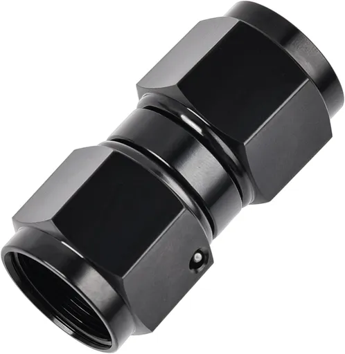6AN Female to 6AN Female Straight Swivel Coupler Union Fitting Adapter Aluminum Black