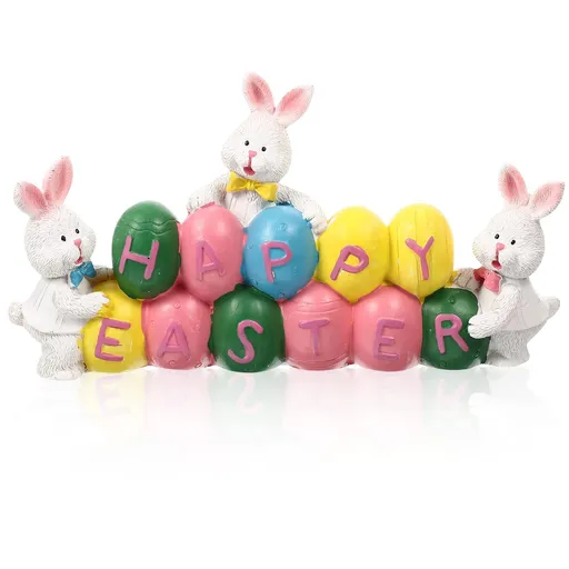 Hand drawn Easter egg bunny centerpiece, decorated with Easter resin statues on the desktop, suitable for home living rooms, bedrooms
