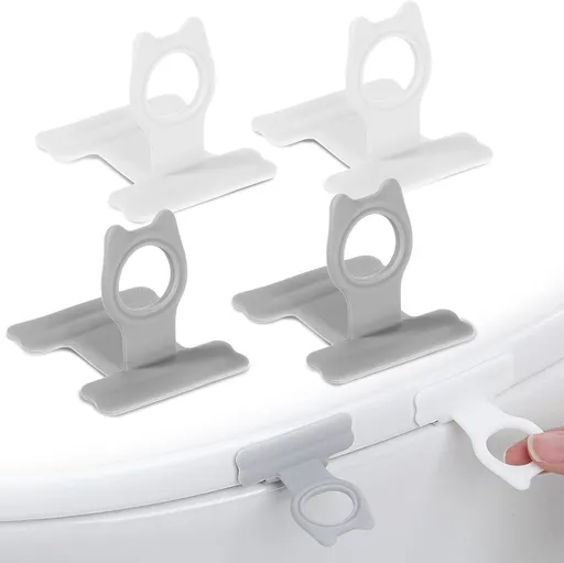 4 PCS Toilet Seat Lifter Tab, Silicone Toilet Seat Lid Lifter, Toilets Handle Tabs Can Avoid Touching the Toilets for Home Bathroom, Office, Hotel (White, Gray)