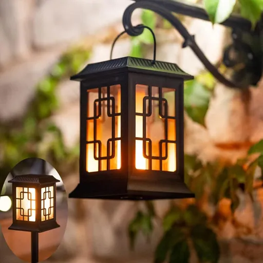 Outdoor Solar Light, Outdoor Solar Lantern Garden, Solar Lantern Two Working Modes Flashing/Warm Solar Torch Garden For