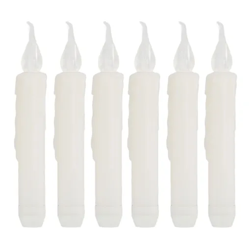 6 Pcs LED Taper Candles Smokeless Reusable Warm Light Long Strip Candle Lights for Parties Weddings Family Gatherings