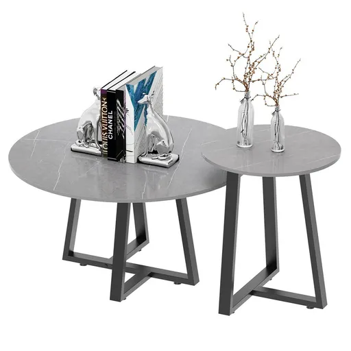 Set of 2 Grey Sintered Stone Tables