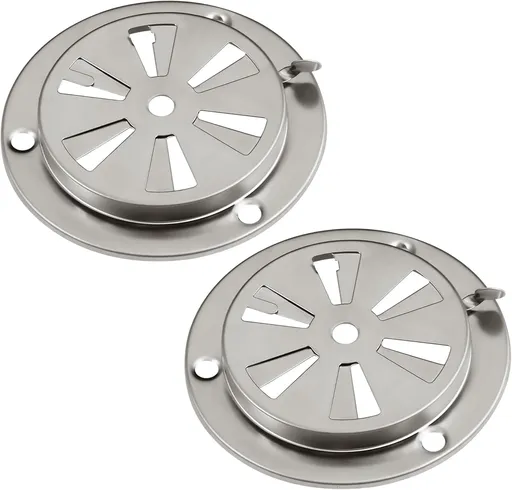 Stainless Steel BBQ Smoker Air Vent - Adjustable Grill Damper for Controlling Airflow - Replacement Parts for Grill and Smoker Vents - 2 Packs