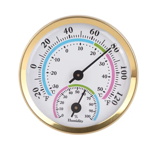 Mini Pointer Type Thermometer Hygrometer Indoor Temperature Humidity Meter Monitor Gauge TH103C Gold Shell Color Face