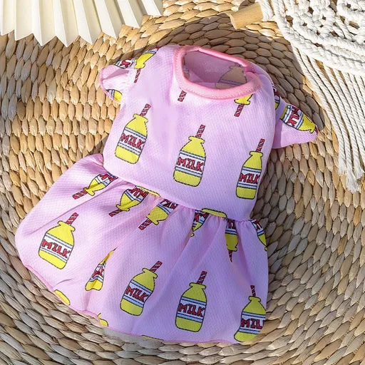 Pet Dog Cat Fruit Print Vest Skirt Sweatshirt Skirt-foundation yellow bottle XXL (bust 55CM recommended weight 6.00 kg-8.00 kg