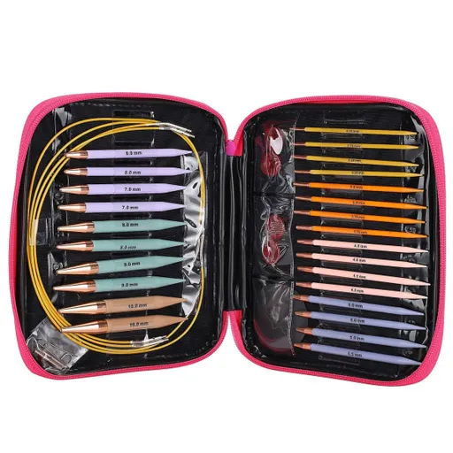13 pairs of interchangeable needles, circular needles with 2.75 mm–10 mm