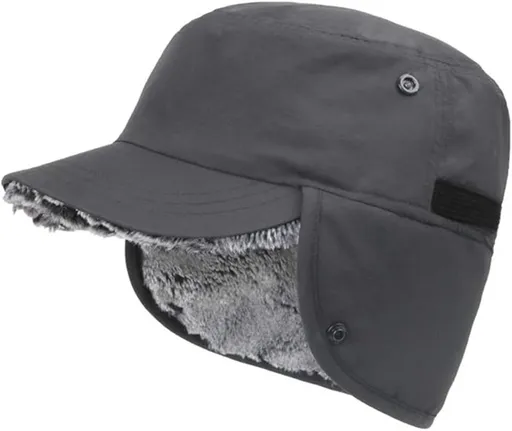 Beanie Winter Hat Water-Repellent Adjustable Ear Flap Trapper Hat for Cold Weather Outdoor Sports Skiing Cycling Hiking Running Grey