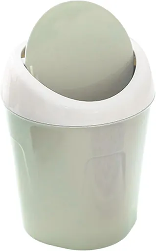 Small Trash Can with Swing Lid - Plastic Tabletop Waste Bin - Compact Bin for Office Kitchen Bathroom Student Home