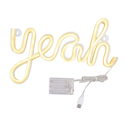 LED Neon Sign Yeah Shape Wall Decor Neon Night Light Uniform Soft Lighting LED Sign Warm White