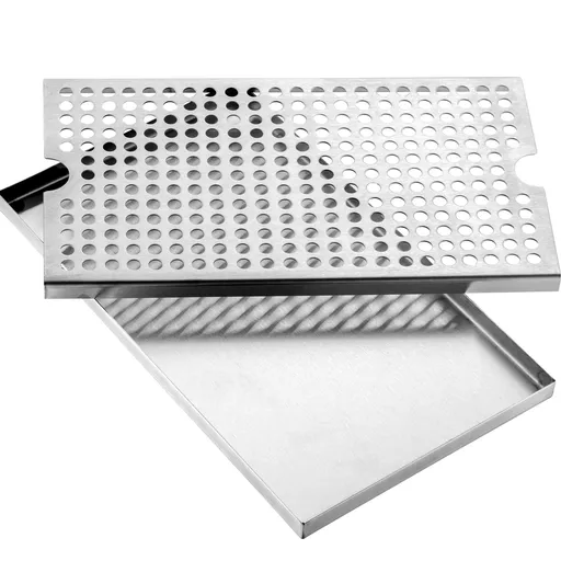 Beer Drip Tray, 304 Stainless Steel Kegerator Drip Trays with 4 Non-Slip Rubber Pads and Detachable Cover, Heat / Cold Resistant Beer Tower Drip Pan for Bar Restaurant Coffee Shop Home