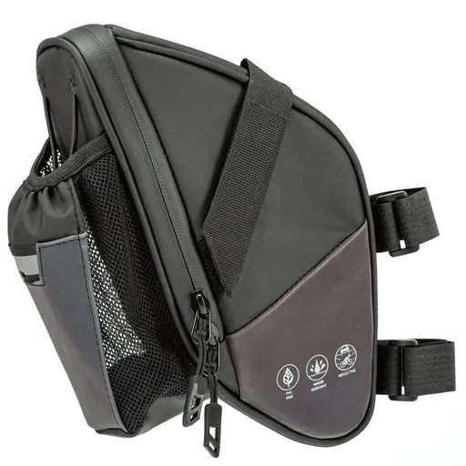 Bike Seat Bag, Bicycle Saddle Bag Under Seat Cycling Seat Pack with Water Bottle Holder for Mountain Road Bikes Black