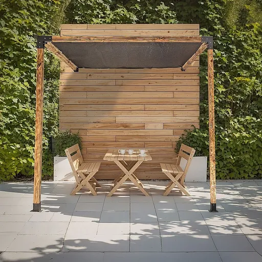 DIY Pergola Kit – Single Wall Mount with Black Screen Set with Brackets