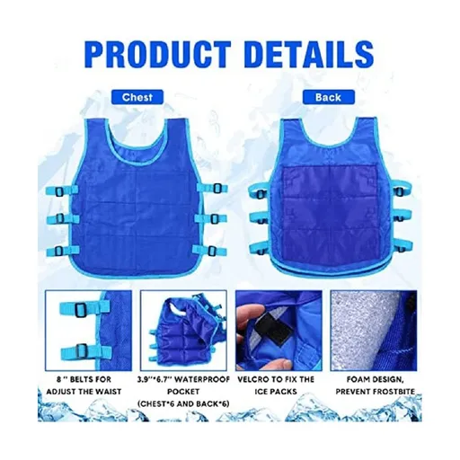 2 Pcs Cooling Vest With 48 Pcs Ice Pack Adjustable Ice Vest for Men Women Hot Weather Working Running Fishing Cycling