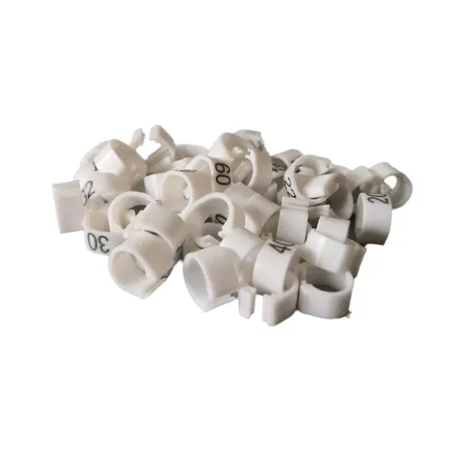 100X 001-100 Digital Numbered Bird Leg Band Rings Clip For Pigeon Parrot Poultry - White