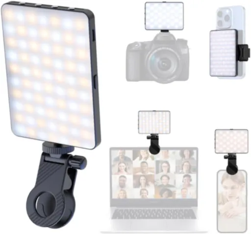 LED Selfie Light with Clip for Video and Photography, 72 LEDs, 3000 to 9900 K