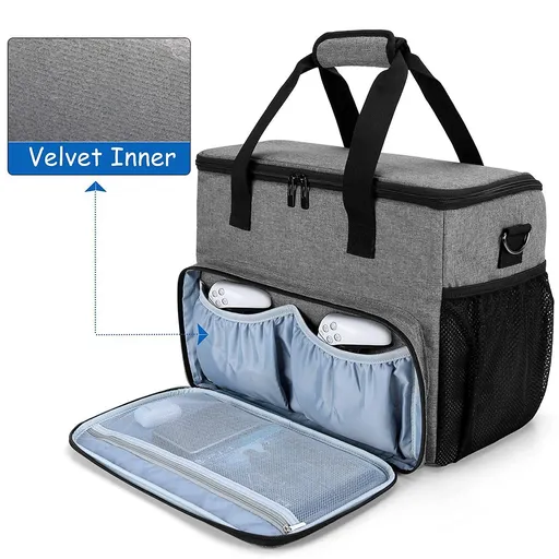 Game Console Shoulder Bag, Polyester Shoulder Strap Bag with Handle, Cross Body Travel Carry Case Bag, Laptop Shoulder Bag