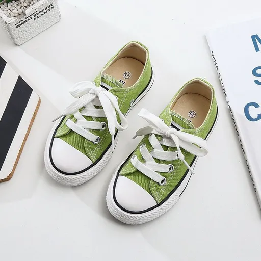 OPOEE Kids Canvas Shoes Low Top Lace Up Grass Green 21