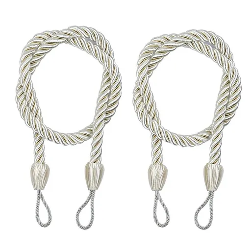 Curtain Holdbacks, 2PCS Curtain Tie Backs for Curtains, Ropes Tie Backs for Curtain Cord Buckle Tiebacks Tie Backs Beige