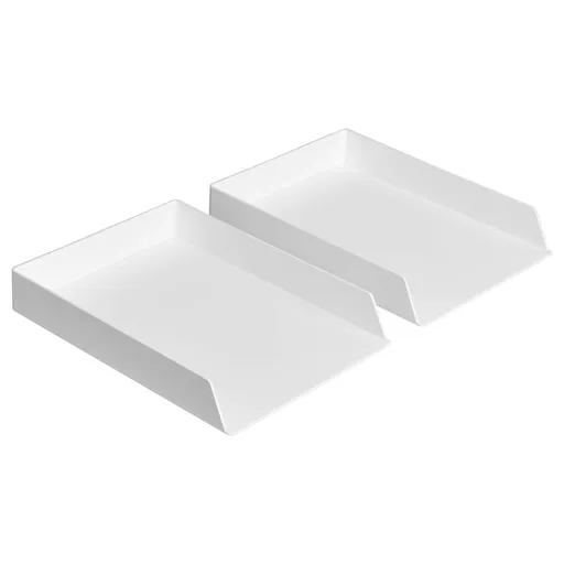 Rectangular Plastic Desk Organizer, Letter Tray,For use inside a drawer or cabinet or on a desk or shelf White, 2-Pack
