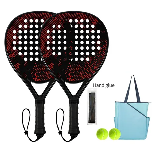 Padel Racket Carbon Fiber Lightweight Control EVA Core | Comfort Grip for Beginner & Intermediate Players（Double beat of red and black wave points）