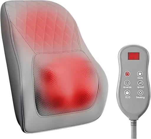 Shiatsu Neck Massager with Heat and Remote,3D Kneading Back Massager, Massage Pillow for Back,Shoulder, Leg for Pain Relief, Gifts for Men Women Mom Dad, at Home Office and Car(Gray)