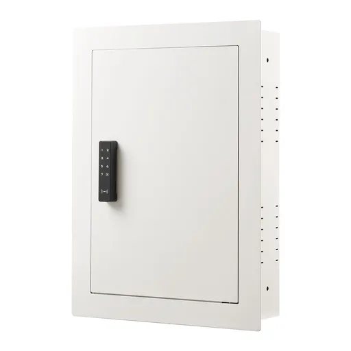 0.83 sq.ft Wall Safe, 3-Tier Hidden Wall Safe with Password, Key & Turning Knob, Q235 Cold-Rolled Steel In-Wall Box with Adjustable Shelves & Mounting Holes for Money, Jewelry, Passport, White