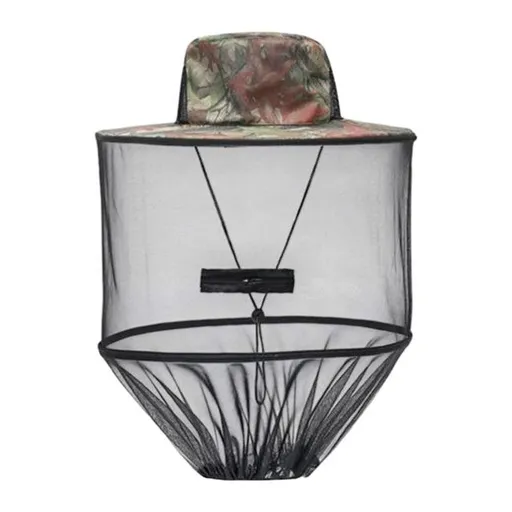 Camouflage-2 Foldable Mosquito Net Fishing Hat with Storage Bag - Wide Brim Sun Shade and Adjustable Dense Mesh Face Veil, Outdoor Headwear for Angling & Leisure