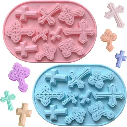 2 Pack Cross Silicone Chocolate Molds with 10 Cavities, 22.5 x 14.8 cm