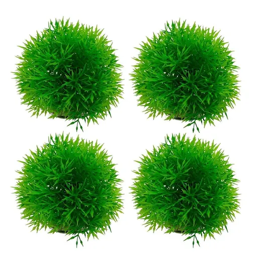Aquarium Fish Tank Landscape Decoration Plastic Simulation Grass Flower Ball - Small-4pcs