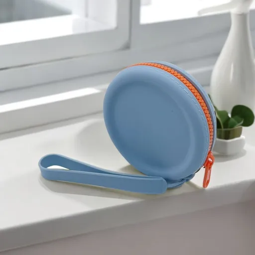 Silicone Earphone Pouch Zipper Design Small Pocket Size Moisture-proof Travel Bag
