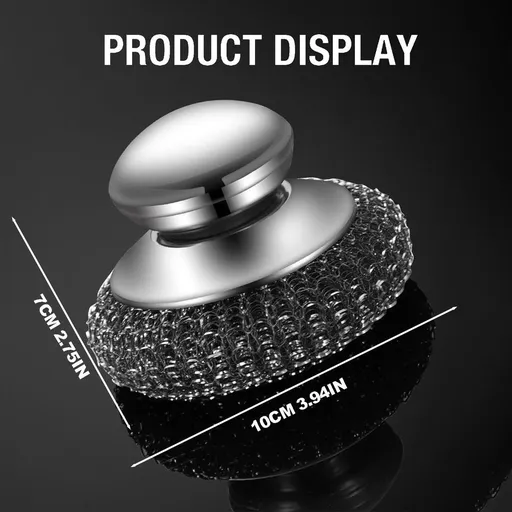 Steel Wool Scrubber Set, Stainless Steel Scrubber, Cast Iron Scrubber, Metal Wire Sponge with 3PCS Handle Cleaning Handle and 15PCS Replacement Steel Wool Pads, non-splintering scouring tool