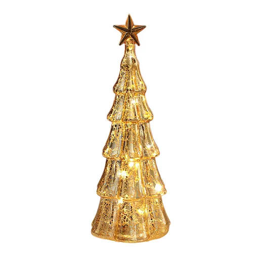Glass Five Layer Festival Tree Xmas Trees Decoration for Tabletop Centerpiece Mantel Window Home Decor Star Topped Golden